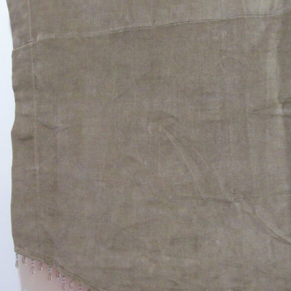 Curtain Valance with Beaded Trim Fringe Scalloped Olive Green 54 x 17.5 - Picture 2 of 16